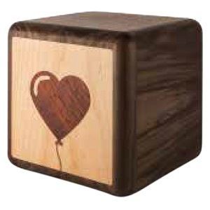 Balloon Heart Walnut Wood Urn